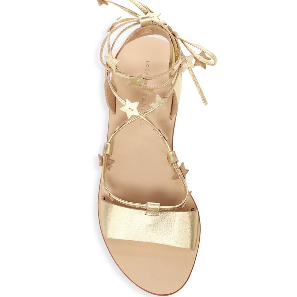 Loeffler Randall Starla Ankle-Wrap Metallic Leather Sandals